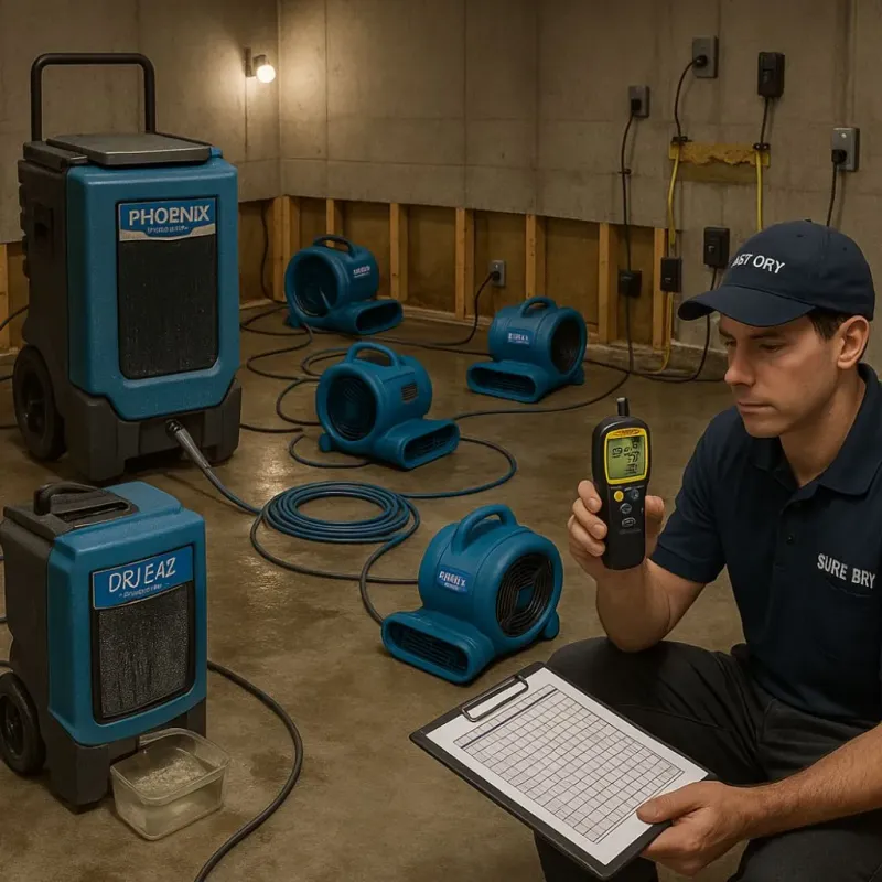Structural Drying and Dehumidification process in Stanly County, NC